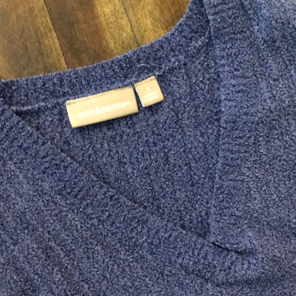 Blue V-Neck Sweater Croft & Barrow Large Soft Nylon Polyester Women’s